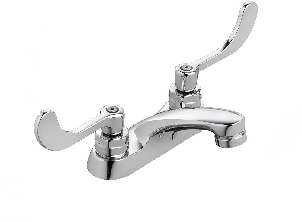 American Standard Polished Chrome Two Handle Wristblade Deck Mount Service Faucet 