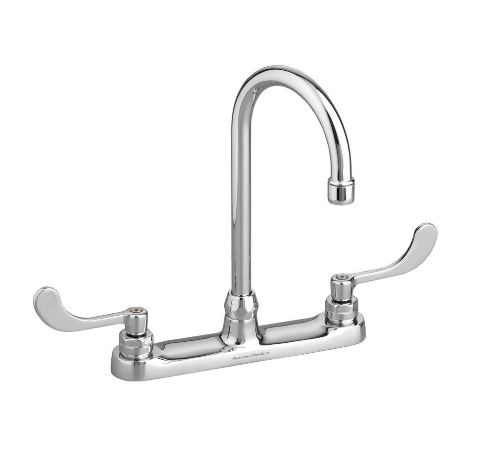 American Standard Polished Chrome Two Handle Wristblade Deck Mount Service Faucet 