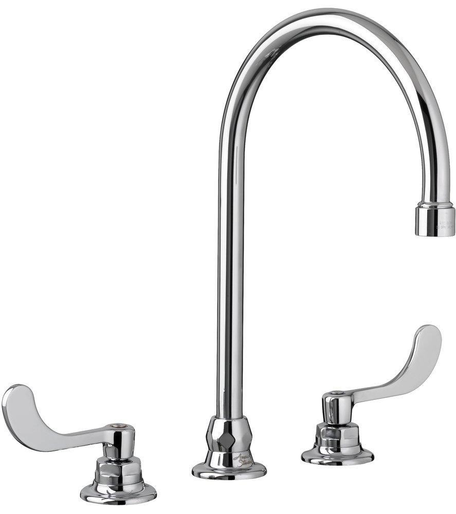 American Standard Polished Chrome 0.35 gpm 3-Hole Widespread Bathroom Faucet with Double Wristblade Handle and Rigid Gooseneck Spout 