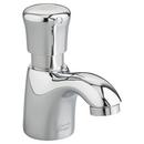 Metering Bathroom Sink Faucet with Single Push Handle Spout Reach in Polished Chrome