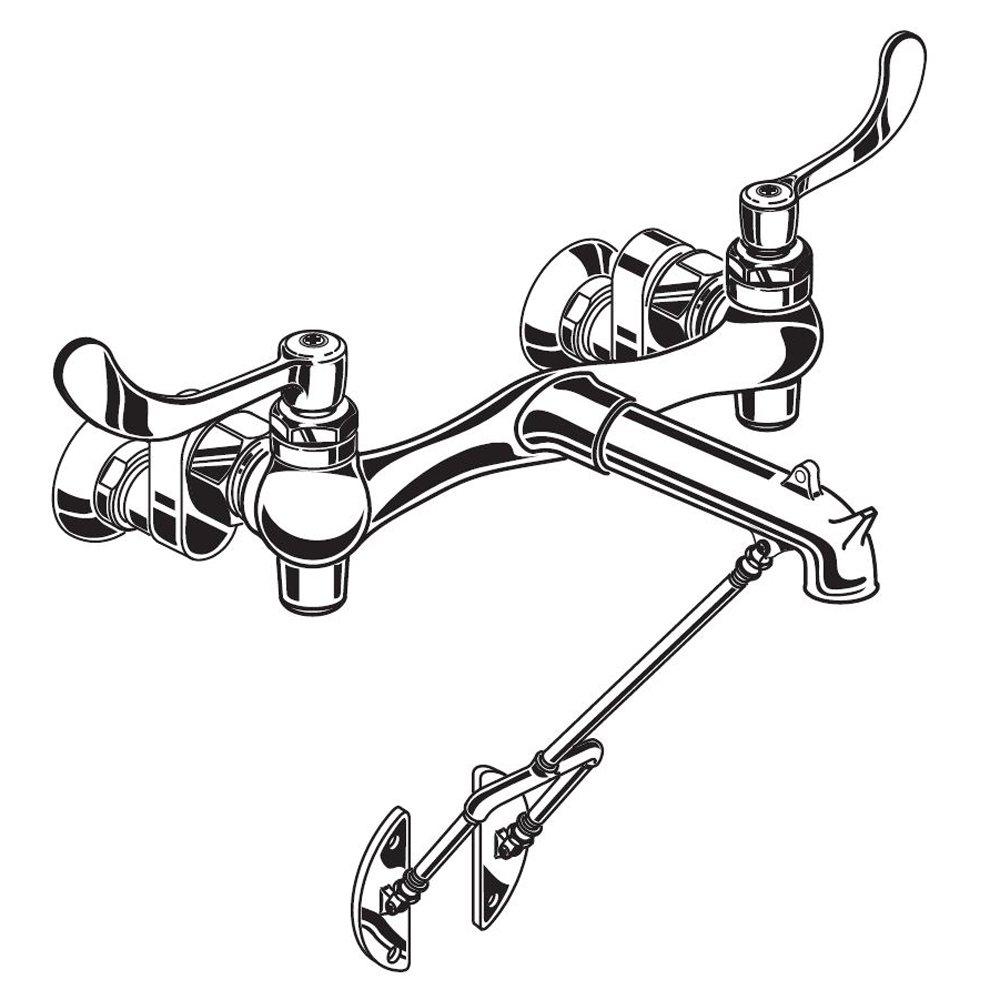 American Standard Polished Chrome Two Wristblade Handle Wall Mount Service Faucet 
