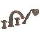 1.5 gpm 4-Hole Deckmount Tub Filler with Hand Shower with Double Cross Handle in Oil Rubbed Bronze