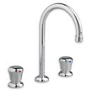 0.5 gpm 3-Hole Widespread Gooseneck Lavatory Faucet with Double Push Handle in Polished Chrome