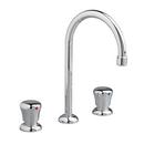 1 gpm 3-Hole Widespread Gooseneck Lavatory Faucet with Double Push Handle in Polished Chrome