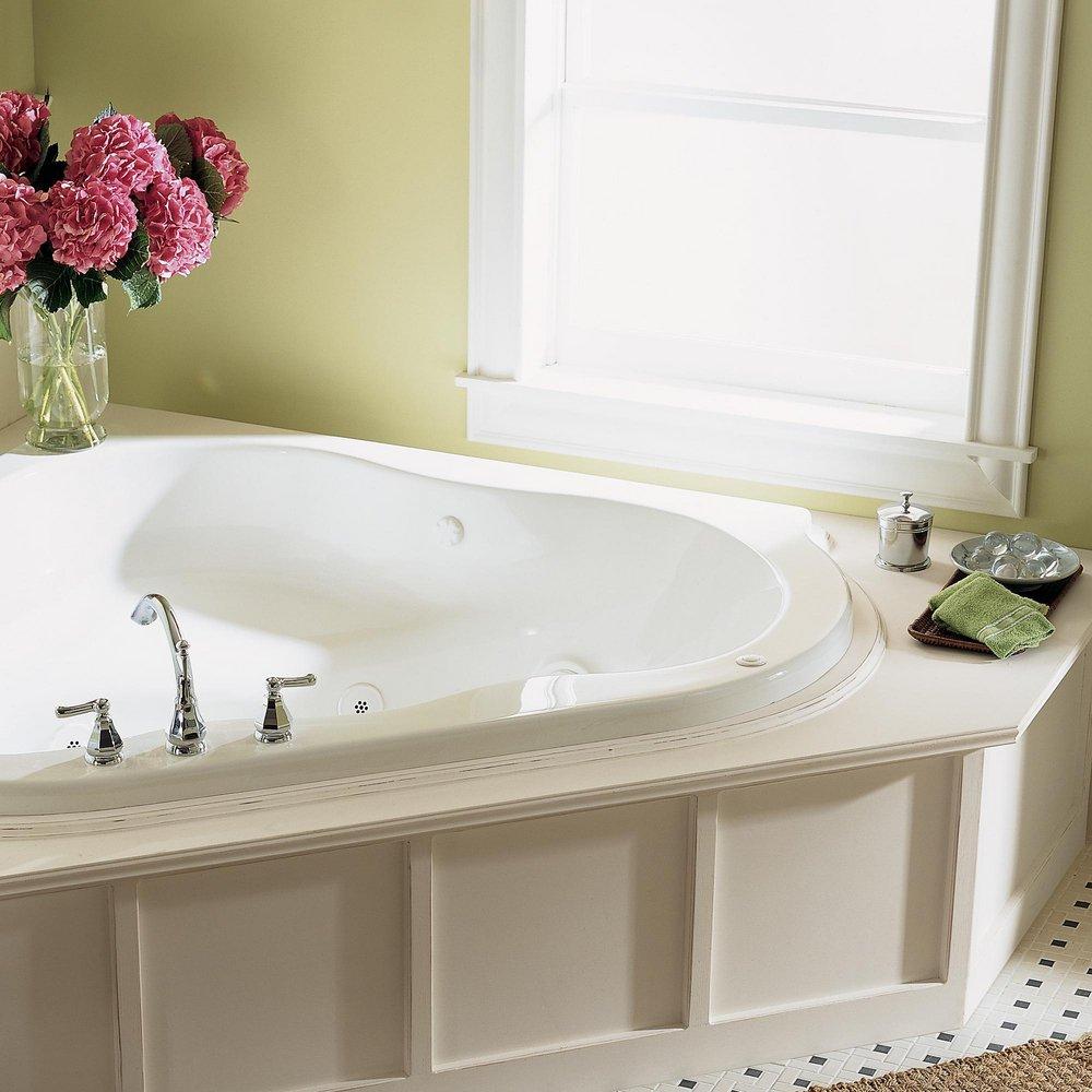 American Standard White 54-1/2 x 54-1/2 in. Whirlpool Corner Bathtub 
