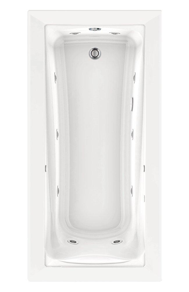 American Standard White 72 x 36 in. Whirlpool Drop-In Bathtub Reversible Drain 
