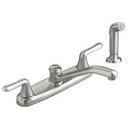 1.5 gpm 4-Hole Deck Mount Kitchen Sink Faucet with Double Lever Handle and Swivel Spout in Stainless Steel