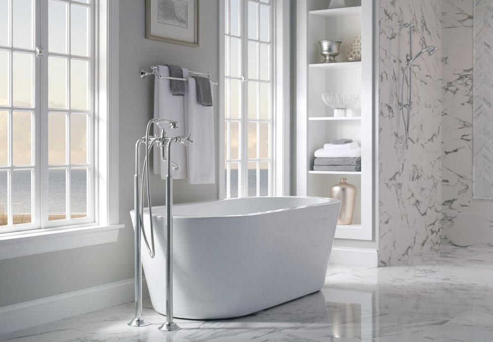 Brizo Chrome Two Lever Handle Floor Mount Filler Trim Only 