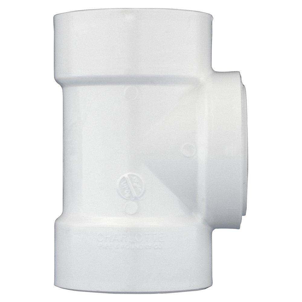 White PVC DWV Test Tee with Flush Plug 