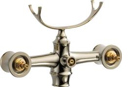 Two Lever Handle Floor Mount Filler in Polished Nickel Trim Only