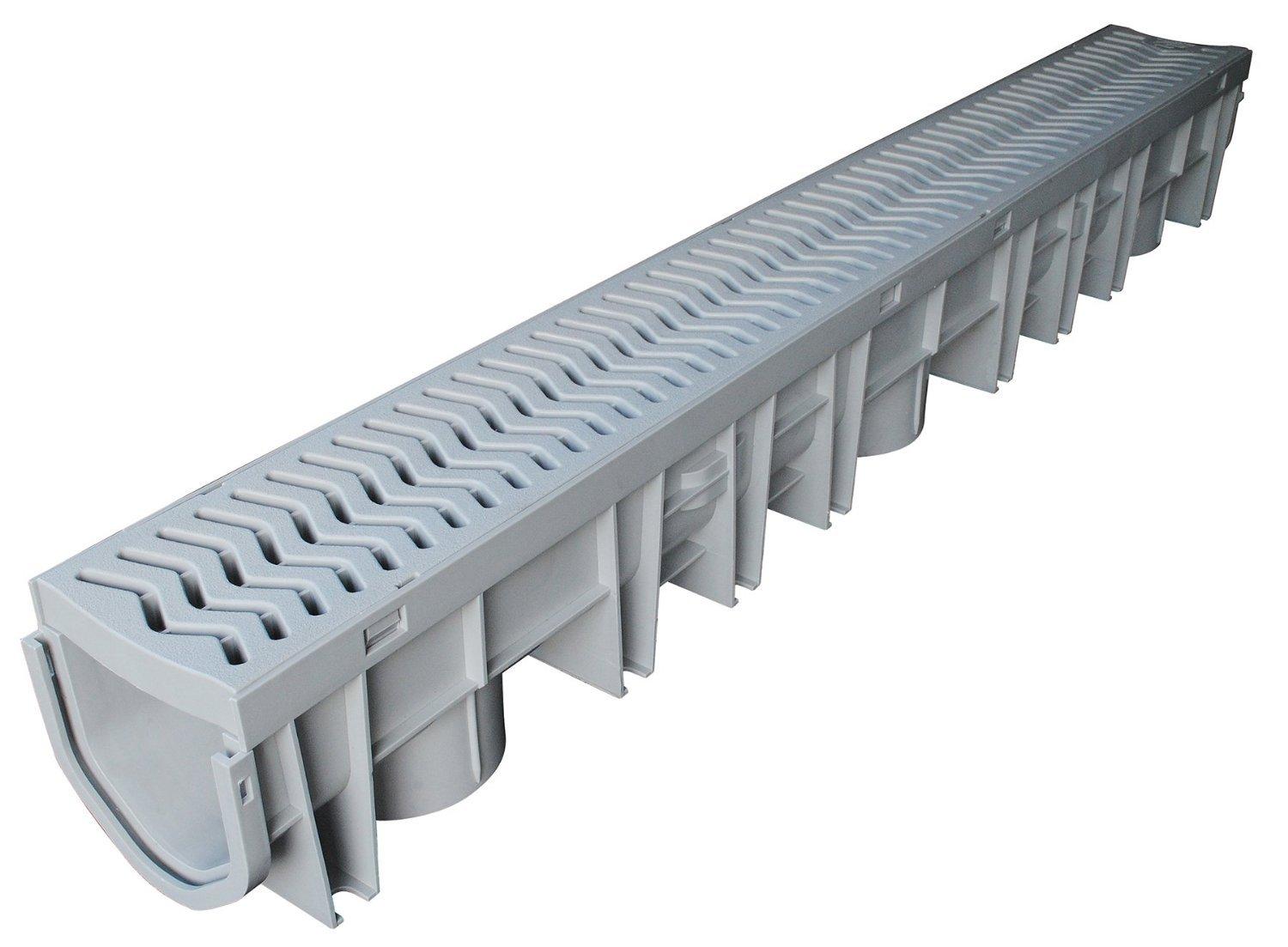 Fernco Grey Channel Drain with Grate in Grey 