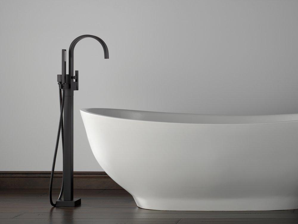 Brizo Matte Black Single Lever Handle Floor Mount Filler Trim Only 