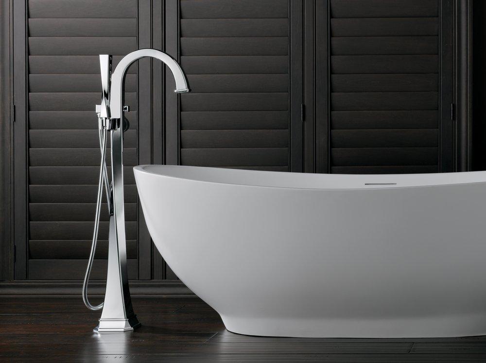 Brizo Chrome 14.5 gpm Freestanding Tub Filler with Single Lever Handle (Trim Only) 