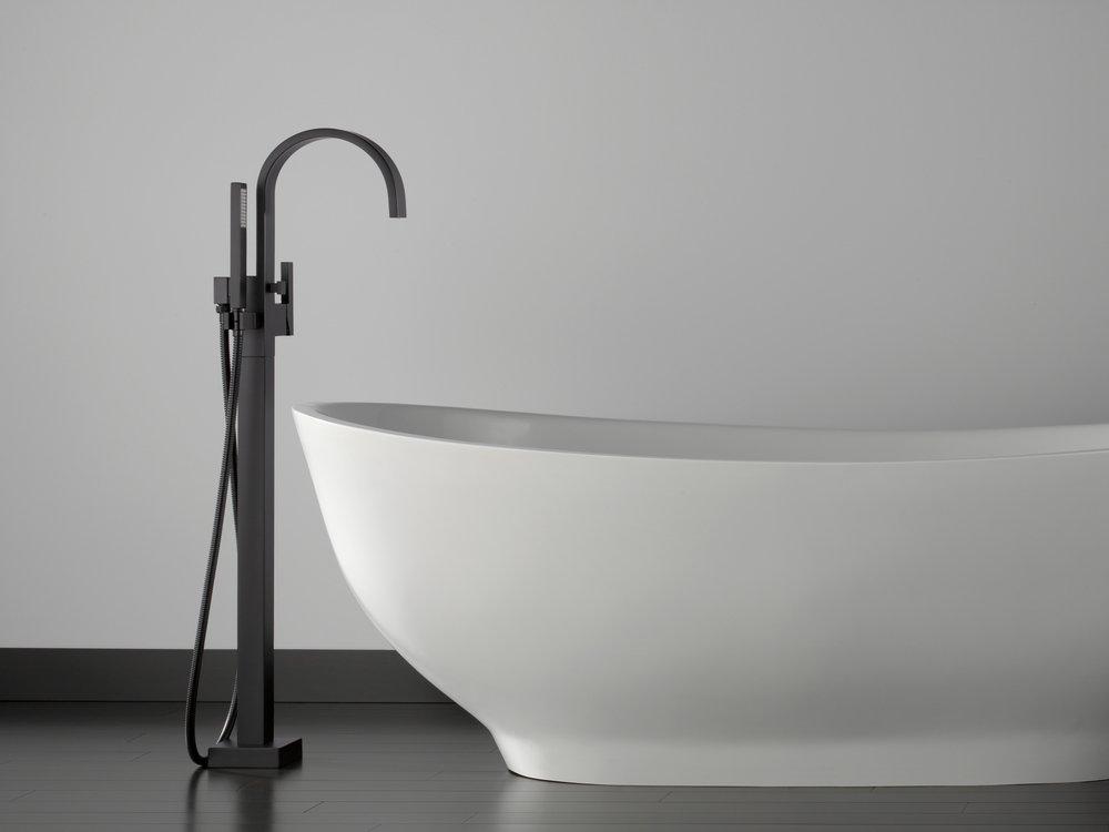 Brizo Chrome 14.5 gpm Freestanding Tub Filler with Single Lever Handle (Trim Only) 