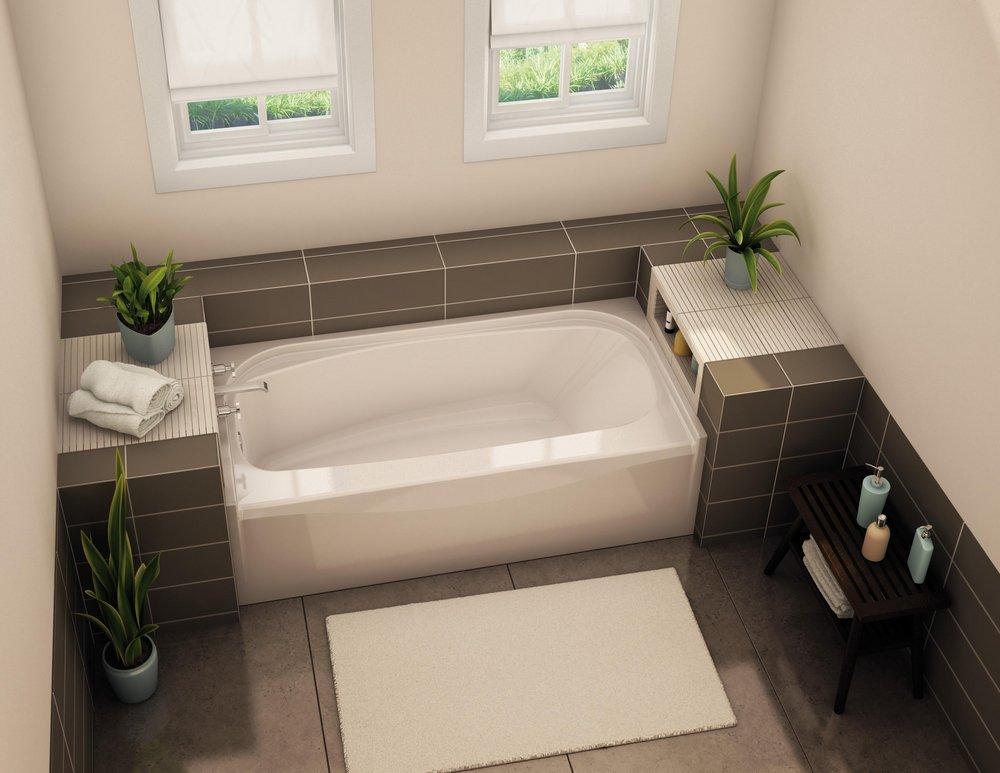 Aker by MAAX White 60 x 30 in. Soaker Alcove Bathtub 