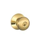 Round Keyed Entry Door Knob in Brass