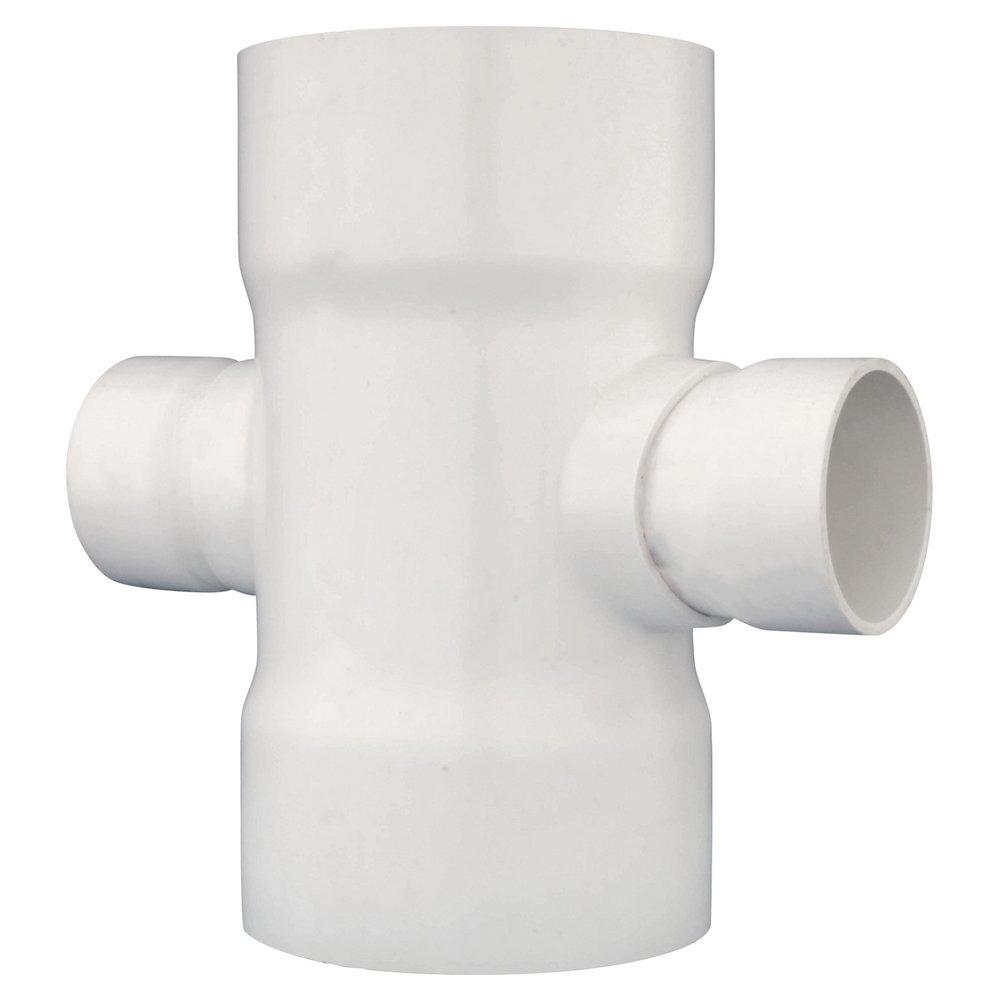 White PVC DWV Cross Tee (Fabricated) 