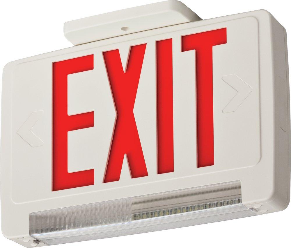 Lithonia Lighting White Battery Back Up LED Exit/Emergency Combo Light with LED Emergency Light Bar 