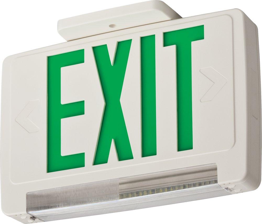 Lithonia Lighting White Battery Back Up LED Exit/Emergency Combo Light with LED Emergency Light Bar 