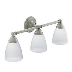 3 Light 100 W Bathroom Vanity Light with Frosted Shades in Brushed Nickel