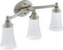 3 Light 100 W Bathroom Vanity Light with Frosted Shades in Brushed Nickel