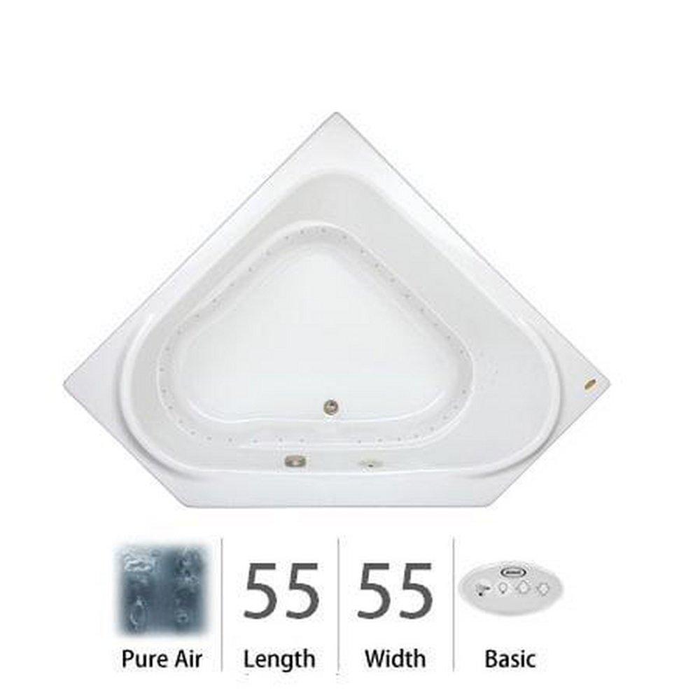 JACUZZI&reg; White 55 x 55 in. Acrylic Corner Drop-In Air Bathtub with Center Drain and J2 Basic Control 