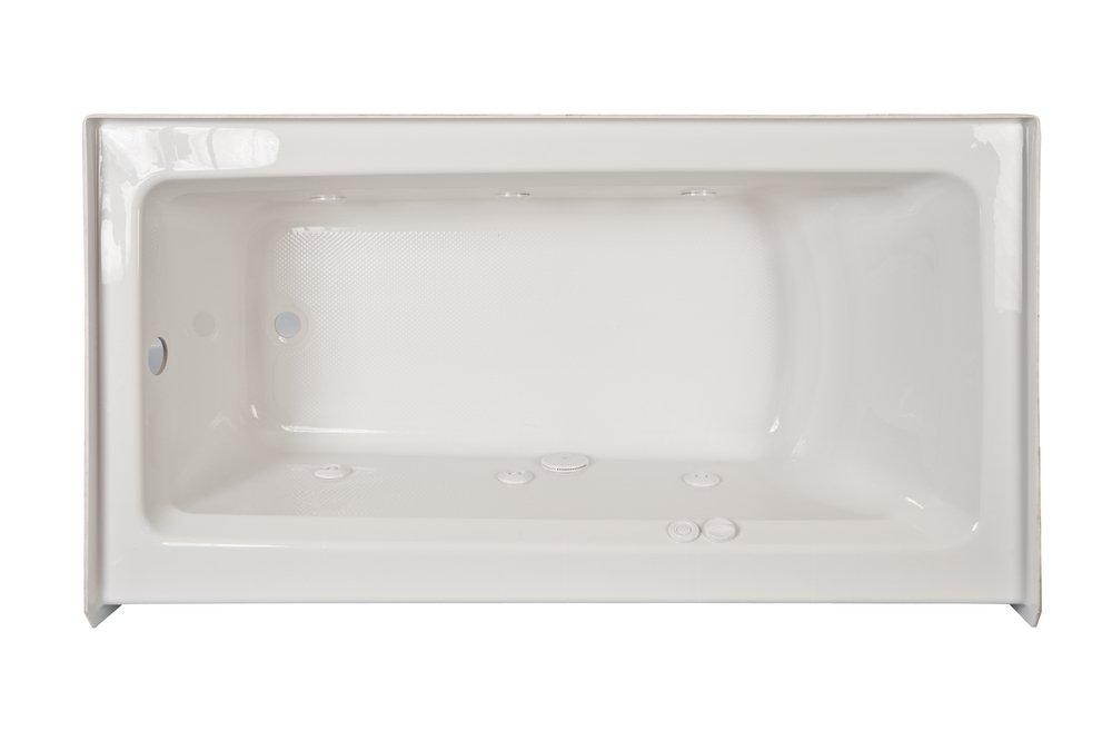 JACUZZI&reg; White 60 x 36 in. 6-Jet Acrylic Rectangle Skirted Whirlpool Bathtub with Right Drain and Manual On or Off 