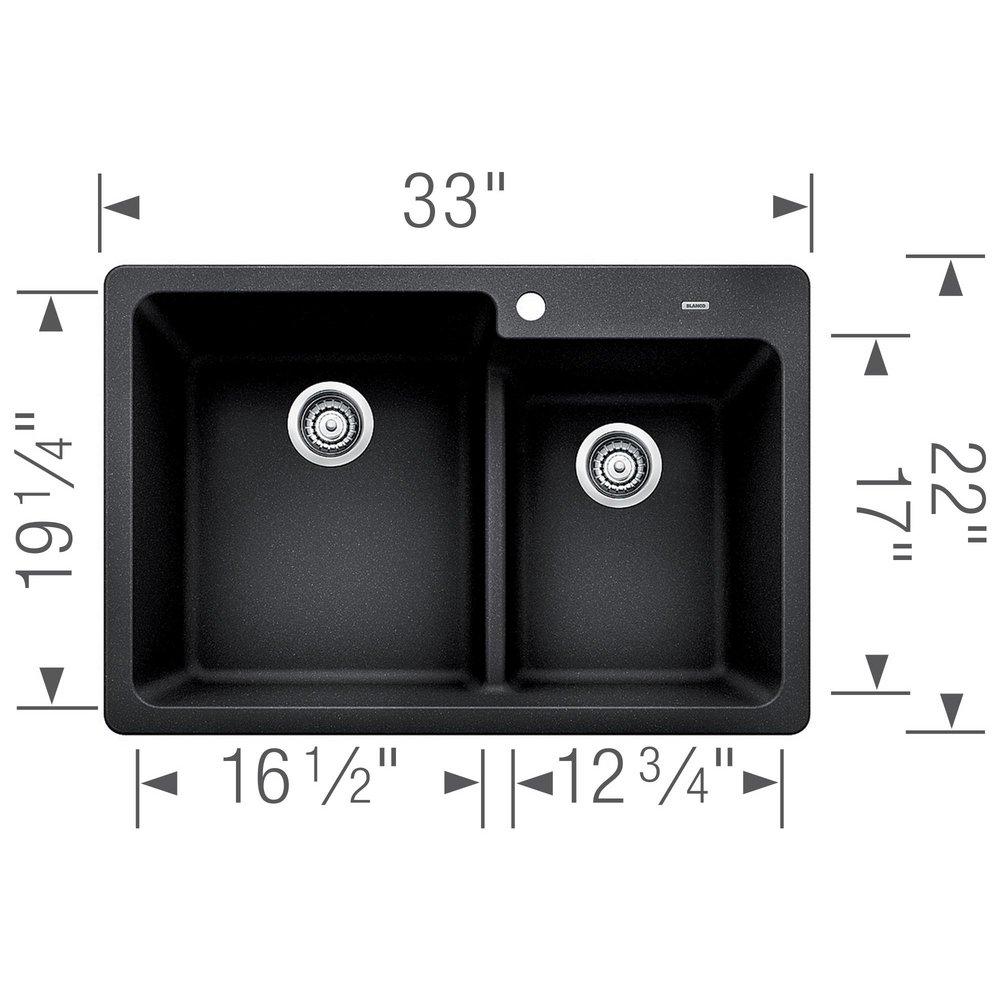 BLANCO Anthracite 33 x 22 in. 1-Hole Composite Dual Mount Kitchen Sink in Cafe Brown 