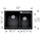 BLANCO Anthracite 33 x 22 in. 1-Hole Composite Dual Mount Kitchen Sink in Cafe Brown 