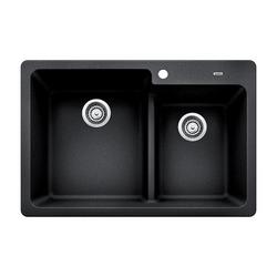 33 in. Dual Mount Silgranit Double Bowl Kitchen Sink in Anthracite