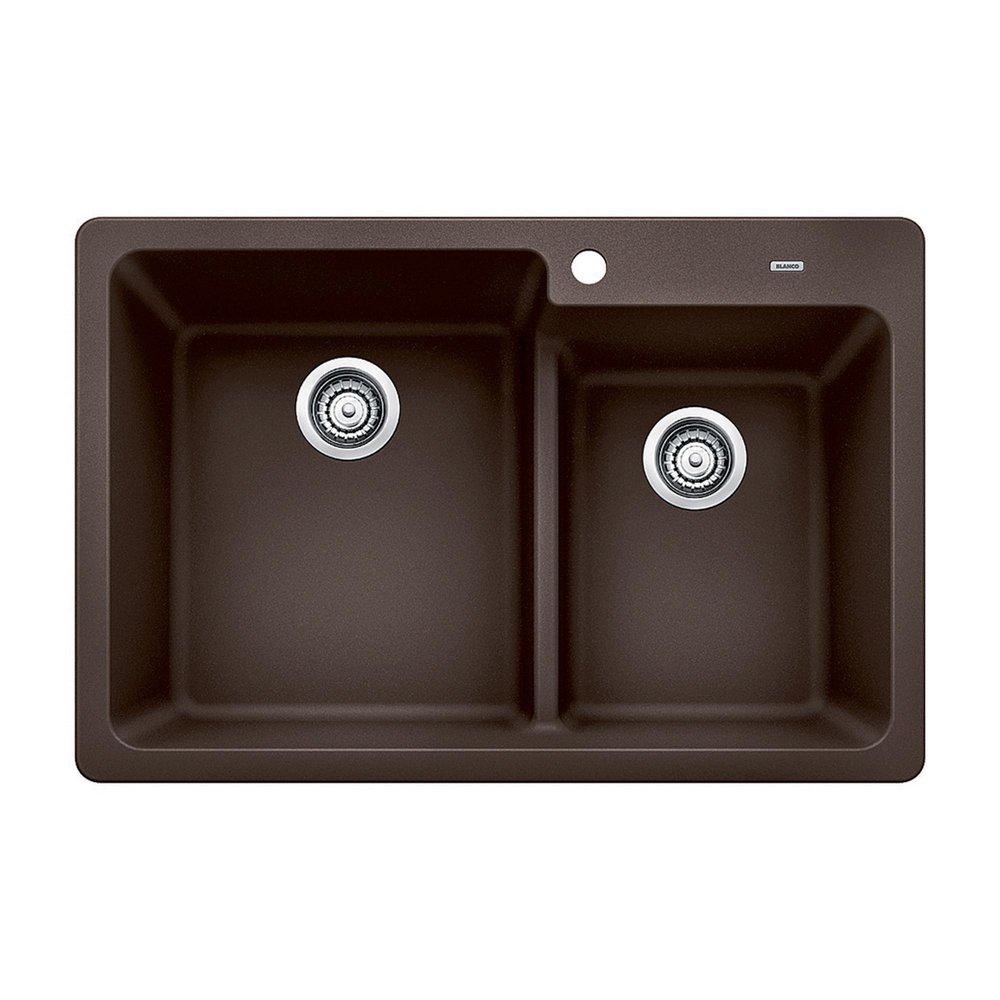 BLANCO Cafe 33 x 22 in. 1-Hole Composite Dual Mount Kitchen Sink in Cafe Brown 