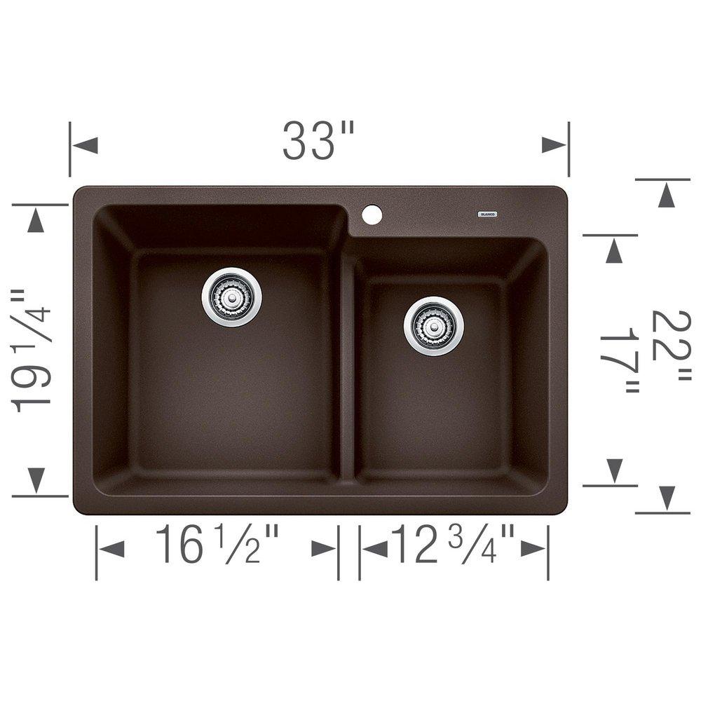 BLANCO Cafe 33 x 22 in. 1-Hole Composite Dual Mount Kitchen Sink in Cafe Brown 