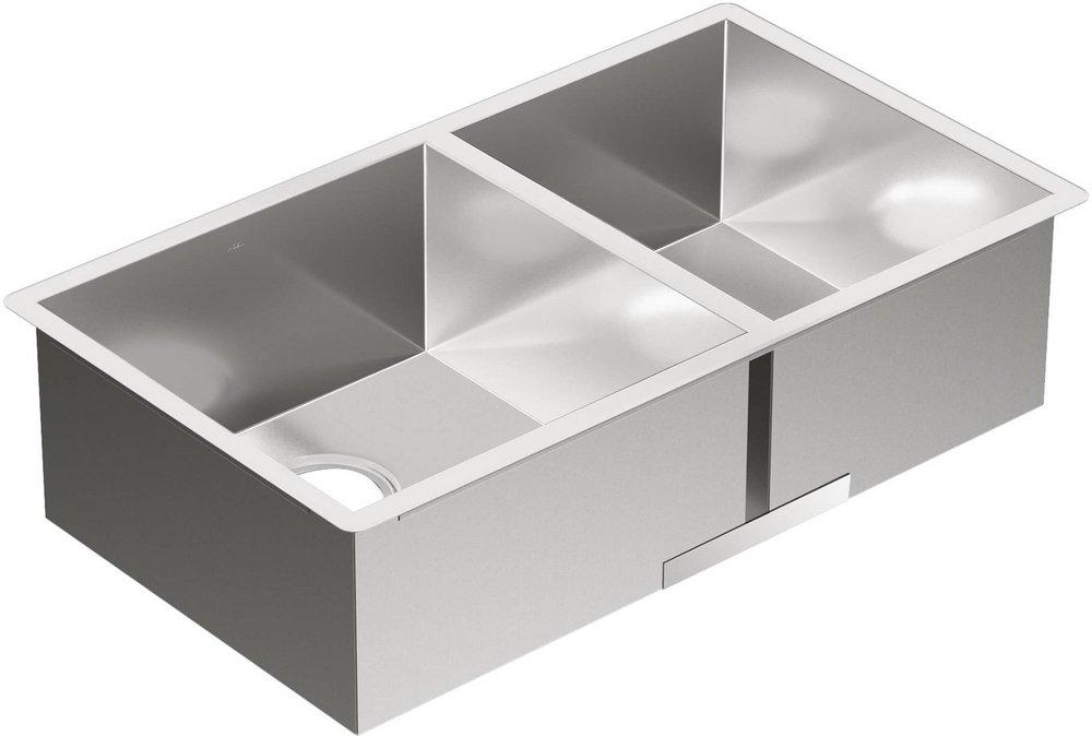 Moen Brushed Stainless Steel 31-1/2 x 18 in. No Hole Stainless Steel Double Bowl Undermount Kitchen Sink 