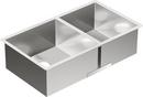 31-1/2 x 18 in. No Hole Stainless Steel Double Bowl Undermount Kitchen Sink in Brushed Stainless Steel