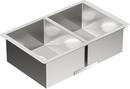 Moen Brushed Stainless Steel 29 x 18 in. No Hole Stainless Steel Double Bowl Undermount Kitchen Sink 