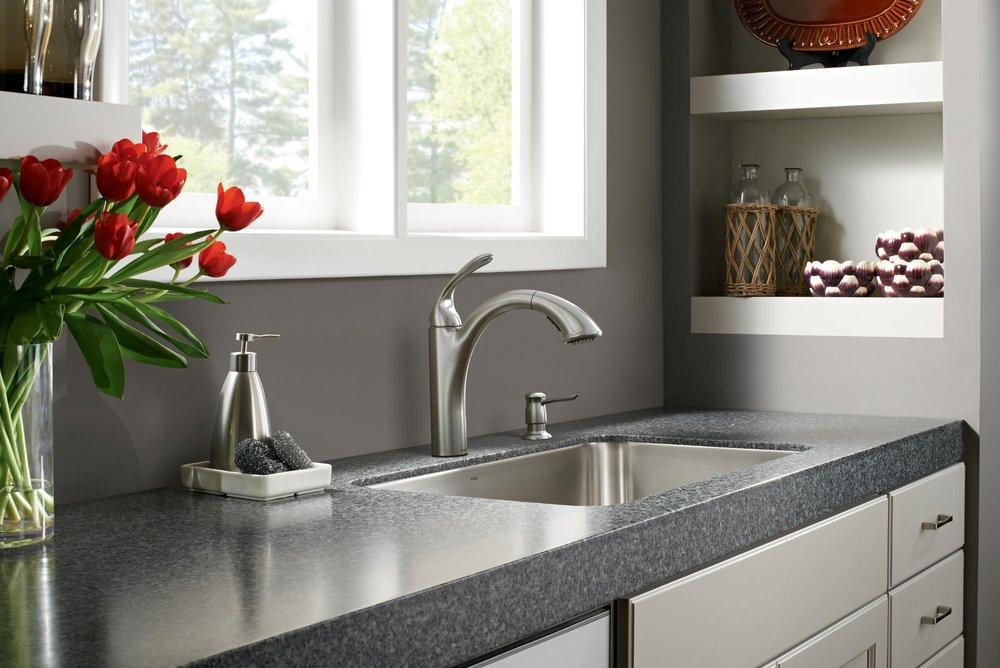 Moen Spot Resist&reg; Stainless Steel Single Lever Handle Low Arc Kitchen Sink Faucet 