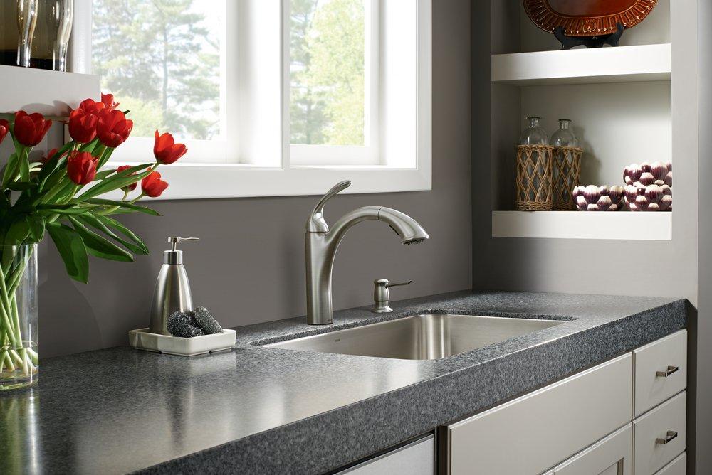 Moen Spot Resist&reg; Stainless Steel Single Lever Handle Low Arc Kitchen Sink Faucet 