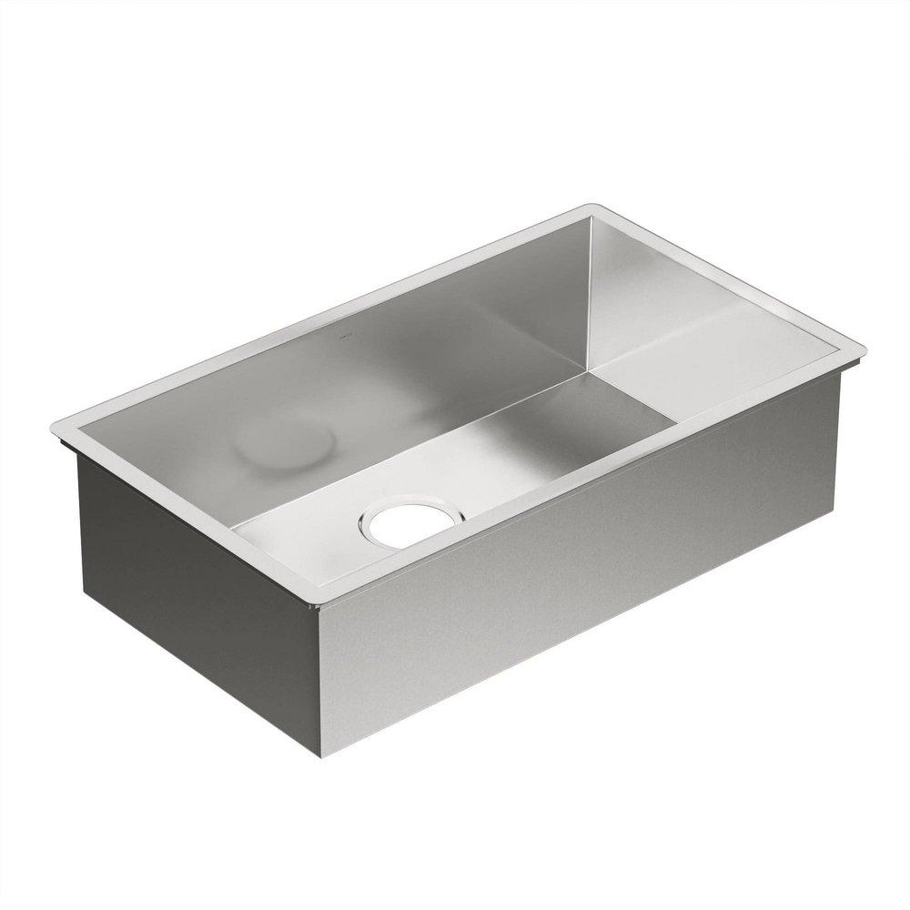 Moen Brushed Stainless Steel 31 x 18 in. No-Hole Stainless Steel Single Bowl Undermount Kitchen Sink 