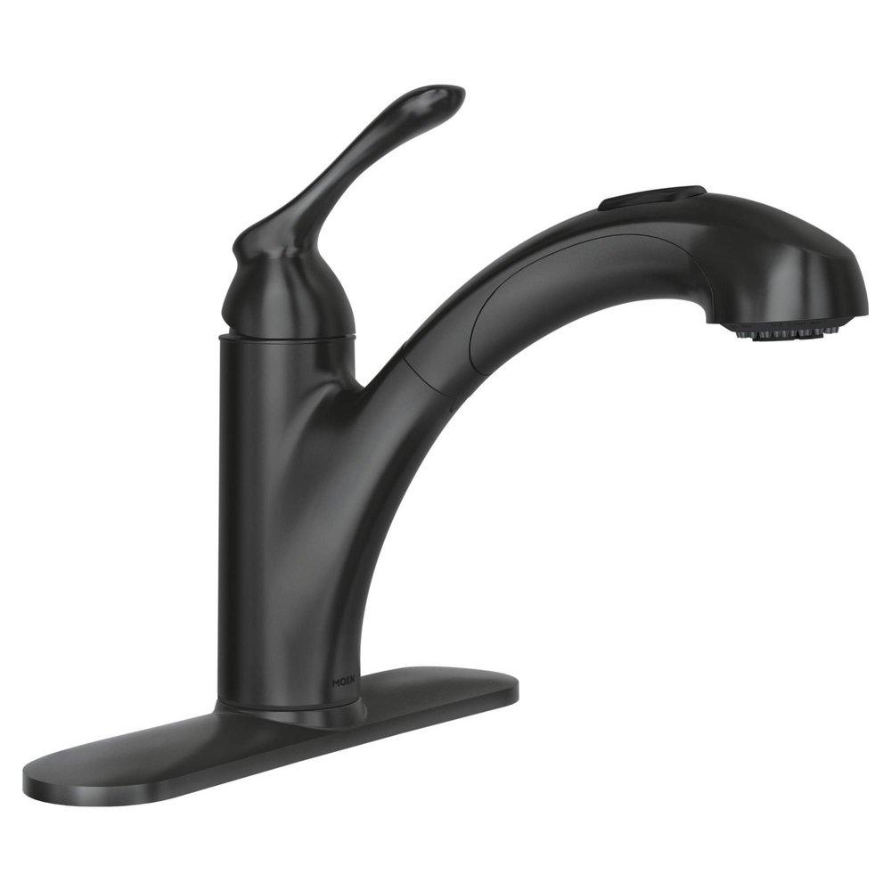 Moen Matte Black Single Handle Pull Out Kitchen Faucet 