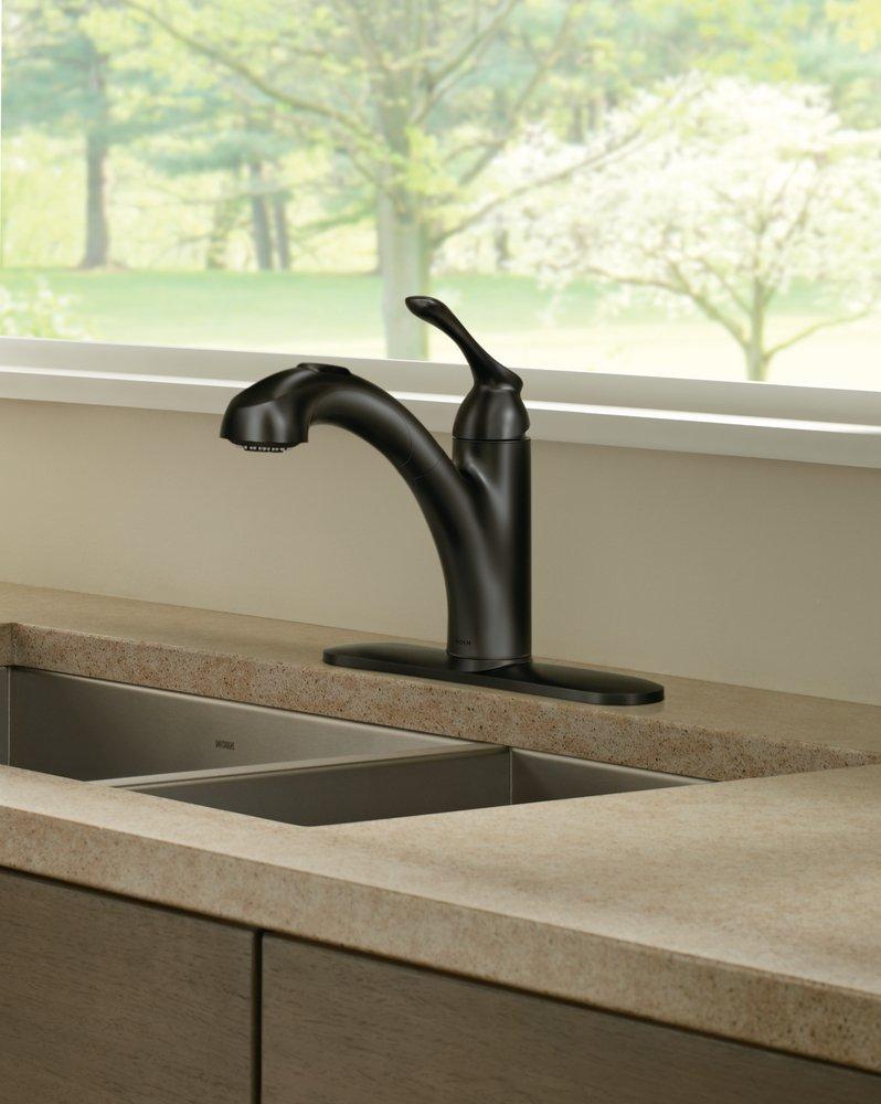 Moen Matte Black Single Handle Pull Out Kitchen Faucet 