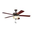 52 x 15-1/2 in. 5-Blade Ceiling Fan with Light Kit in Satin Natural Bronze-Umber Glass