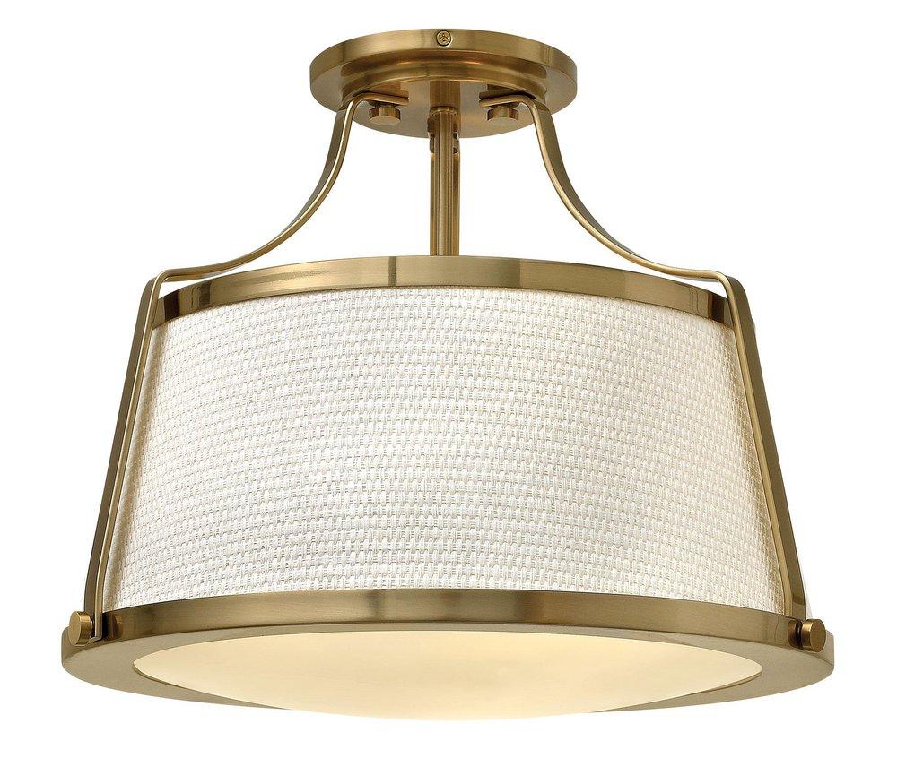 Hinkley Brushed Caramel 13 in. 75W 3-Light Incandescent Medium E-26 Ceiling Light with Etched Opal Glass 
