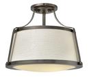 Hinkley Antique Nickel 13 in. 75W 3-Light Incandescent Medium E-26 Ceiling Light with Etched Opal Glass 