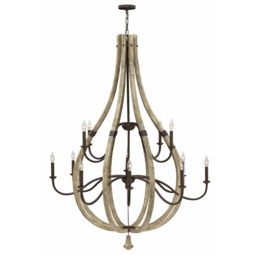 Fredrick Ramond Iron Rust 60W 12-Light Candelabra E-12 Base Chandelier 