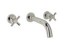Wall Mount Widespread Bathroom Sink Faucet with Double Cross Handle in Polished Nickel
