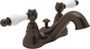 ROHL&reg; Tuscan Brass Deckmount Bathroom Sink Faucet with Double Porcelain Lever Handle 