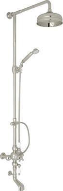 7 gpm Wall Mount Exposed Thermostatic Tub and Shower Faucet with Triple Lever Handle in Polished Nickel