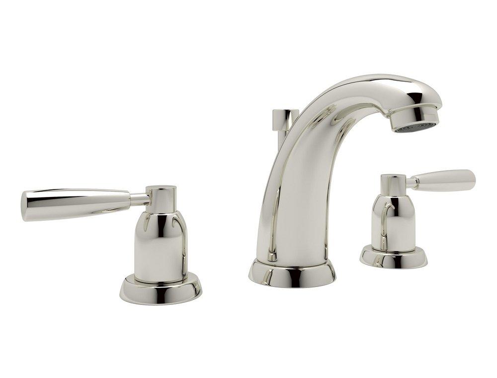 Perrin & Rowe&reg; Polished Nickel 1.2 gpm 3-Hole Widespread Lavatory Faucet with Double Lever Handle and Pop-Up Drain Assembly 