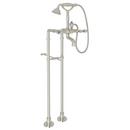 Wall Mount Tub Set with Double Lever Handle and Hand Shower in Polished Nickel
