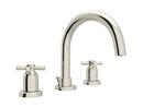 Perrin & Rowe&reg; Polished Nickel Two Handle Widespread Bathroom Sink Faucet Cross Handle 